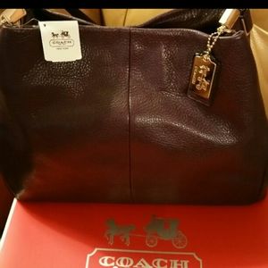 COACH PLUM LEATHER HANDBAG NWT